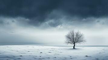 parcialmente nublado campo com neve carregado árvores silhueta conceito foto