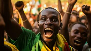 burkinabe futebol fãs a comemorar uma vitória foto