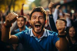 uzbeque futebol fãs a comemorar uma vitória foto