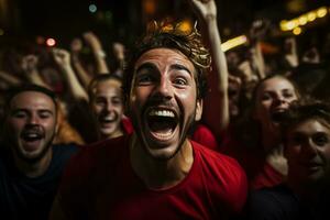 espanhol futebol fãs a comemorar uma vitória foto