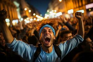 Argentino futebol fãs a comemorar uma vitória foto