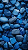 pedrinhas pedras fundo com azul tonificado. ai gerado foto