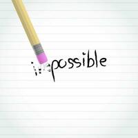 uma lápis borracha apaga a palavra impossível. foto