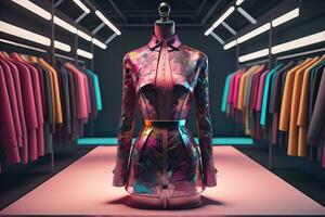 futurista moda manequim dentro a loja. ai generativo foto