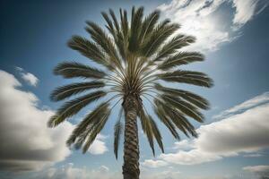 Palma árvore em a de praia. verão período de férias conceito. ai generativo foto