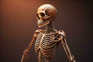 uma humano esqueleto em uma sólido cor fundo. ai generativo foto