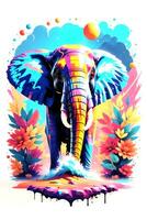 elefante com óleo pintura em aguarela para camiseta impressão foto