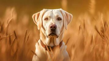 retrato do uma lindo cachorro dentro a campo generativo ai, ai gerado foto