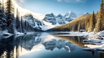 lindo montanha panorama. natureza, ilustração generativo ai, ai gerado foto