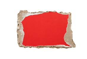 peça do vermelho cartão papel lágrima isolado em branco fundo foto