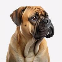 ai generativo Bullmastiff procriar cachorro isolado em uma brilhante branco fundo foto