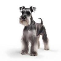 ai generativo miniatura schnauzer procriar cachorro isolado em uma Claro branco fundo foto