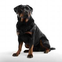 ai generativo rottweiler procriar cachorro isolado em uma Claro branco fundo foto