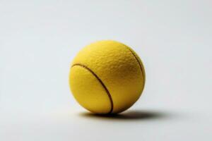 uma amarelo tênis bola em uma branco fundo ai gerado foto