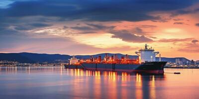 logística e transporte do recipiente carga navio indústria conceito, fornecem cadeia conceito ai gerado foto