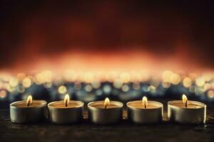 muitos velas simbolizando velório religiosos Natal spa celebração aniversário espiritualidade Paz memorial ou feriado queimando às noite foto