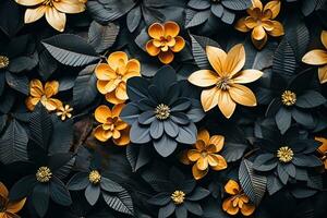 desatado padronizar com flores e folhas - ai generativo foto