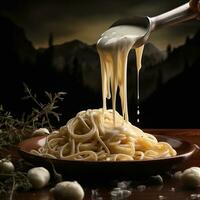 fettuccine com creme molho foto