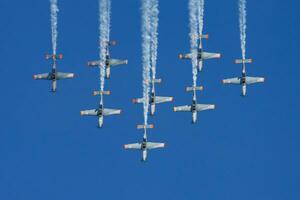 militares treinador avião às ar base. ar força voar Operação. aviação e aeronaves. ar defesa. militares indústria. mosca e vôo. foto