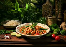 ai gerado autêntico tailandês cozinha refletindo tailandês cultura. foto