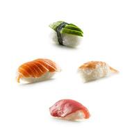 conjunto do Sushi nigiri isolado em branco fundo foto