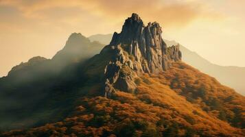 famoso sul coreano montanha jirisan. silhueta conceito foto