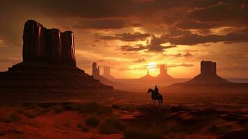 verão nascer do sol dentro monumento vale arizona. silhueta conceito foto