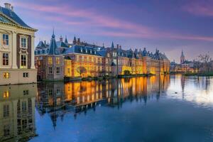 binnenhof castelo holandês parlamento paisagem urbana centro da cidade Horizonte do Haia dentro Países Baixos foto