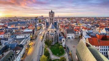 histórico cidade do centro da cidade Gante, paisagem urbana do Bélgica foto