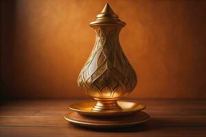 uma vintage oriental vaso em uma sólido cor fundo. ai generativo foto