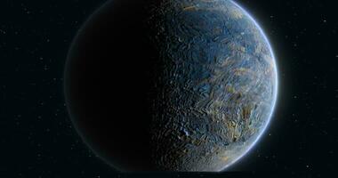 abstrato realista espaço fiação planeta volta esfera com uma água superfície dentro espaço contra a fundo do estrelas foto