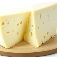 a atraente fatia do queijo em uma prato foto