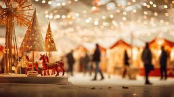 generativo ai, Natal justo borrado fundo, inverno rua mercado dentro Europa foto