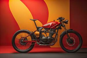 moderno poderoso Esportes motocicleta em uma colorida fundo. ai generativo foto