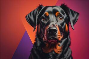 retrato do uma fofa cachorro em uma colorida fundo. estúdio tomada. ai generativo foto