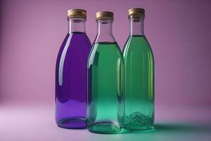 garrafa do água em sólido cor fundo. ai generativo foto