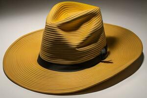 elegante chapéu em uma sólido cor fundo. ai generativo foto