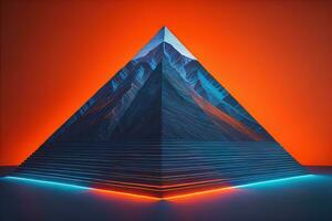 criativo e colorida pirâmide em uma sólido cor fundo. ai generativo foto