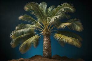 Palma árvore em a de praia. verão período de férias conceito. ai generativo foto