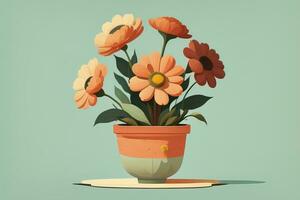 vaso de flores com margaridas. vetor ilustração dentro retro estilo. ai generativo foto