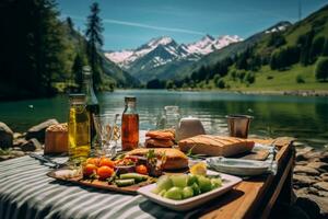 saudável Comida para piquenique lado de fora ai gerado foto