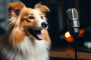 animal dentro uma podcasting Lugar, colocar ai gerado foto