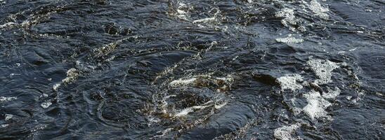 azul rio água com borbulhante espuma e redemoinhos. bandeira. textura. fundo. horizontal foto