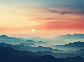 montanha panorama com azul céu e laranja cores foto