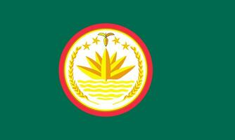 a oficial atual bandeira e casaco do braços do povos república do Bangladesh. Estado bandeira do Bangladesh. ilustração. foto