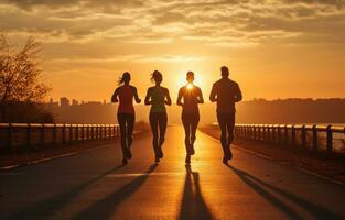 corrida de uma ponte com amigos foto