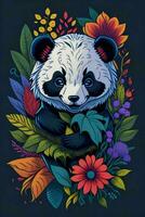 uma detalhado ilustração do uma panda para uma camiseta projeto, papel de parede, moda foto
