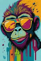uma detalhado ilustração do uma macaco para uma camiseta projeto, papel de parede, moda foto