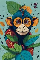 uma detalhado ilustração do uma macaco para uma camiseta projeto, papel de parede, moda foto