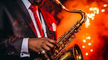 jazzman jogar dentro saxofone generativo ai foto